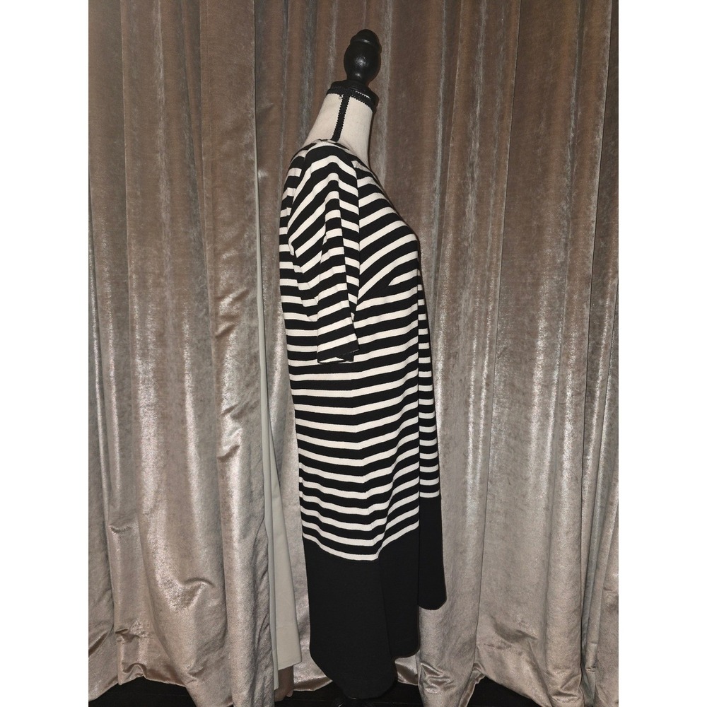 W by Worth Womens Black White Striped Boat Neck Shift Dress Short Sleeve Small - Picture 4 of 8